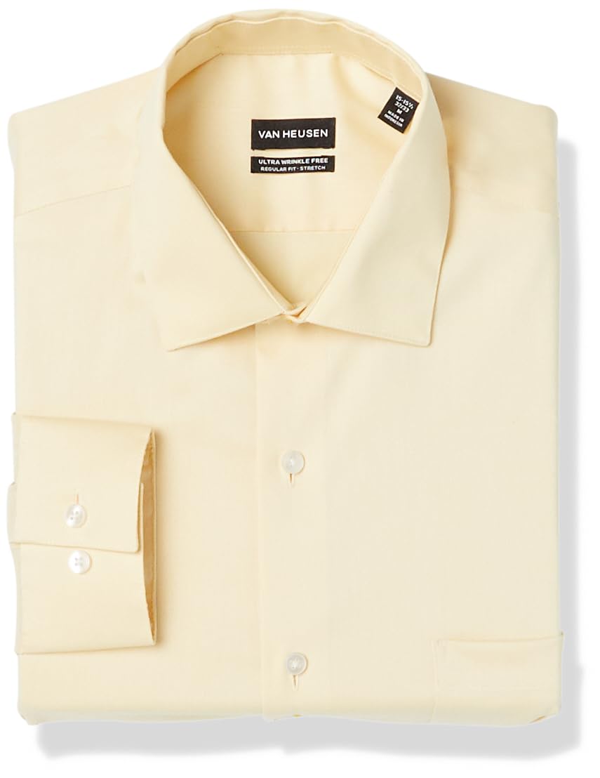 Van Heusen Men's Van Heusen Men's Dress Shirt Regular Fit Ultra Wrinkle Free Flex Collar Stretch Solid