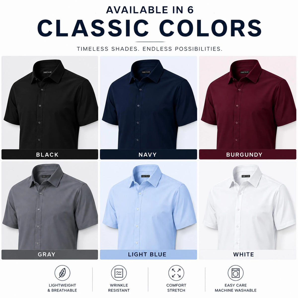 Men's 3 Pack Short Sleeve Stretch Dress Shirt (Sizes, S to 3XL)