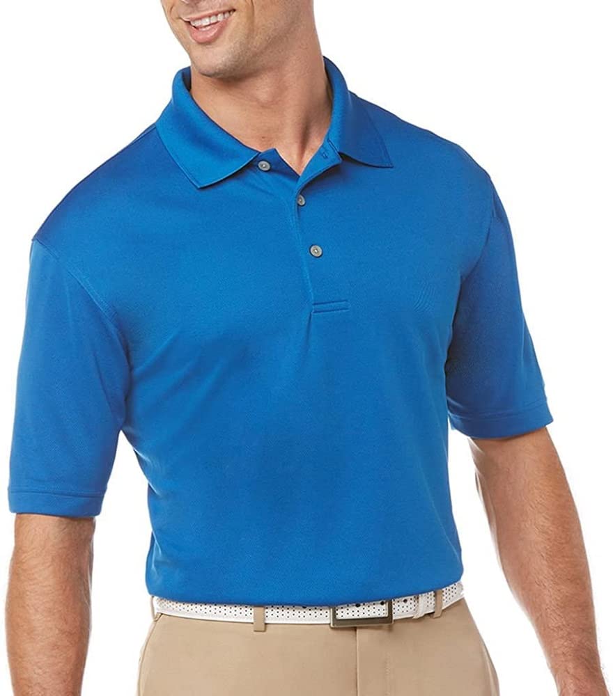 PGA Tour Men's Airflux Solid Mesh Short Sleeve Classic Golf Polo Shirt