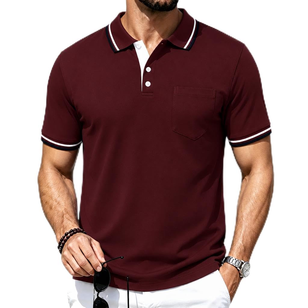 ZITY Men Polo Shirts Short Sleeve Athletic Golf Polos with Pocket