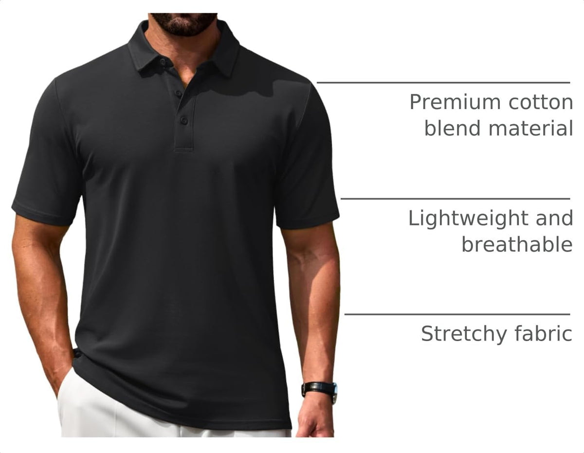 Cotrasen Men's Polo Shirts Short Sleeve Cotton Pique Classic Golf Shirts