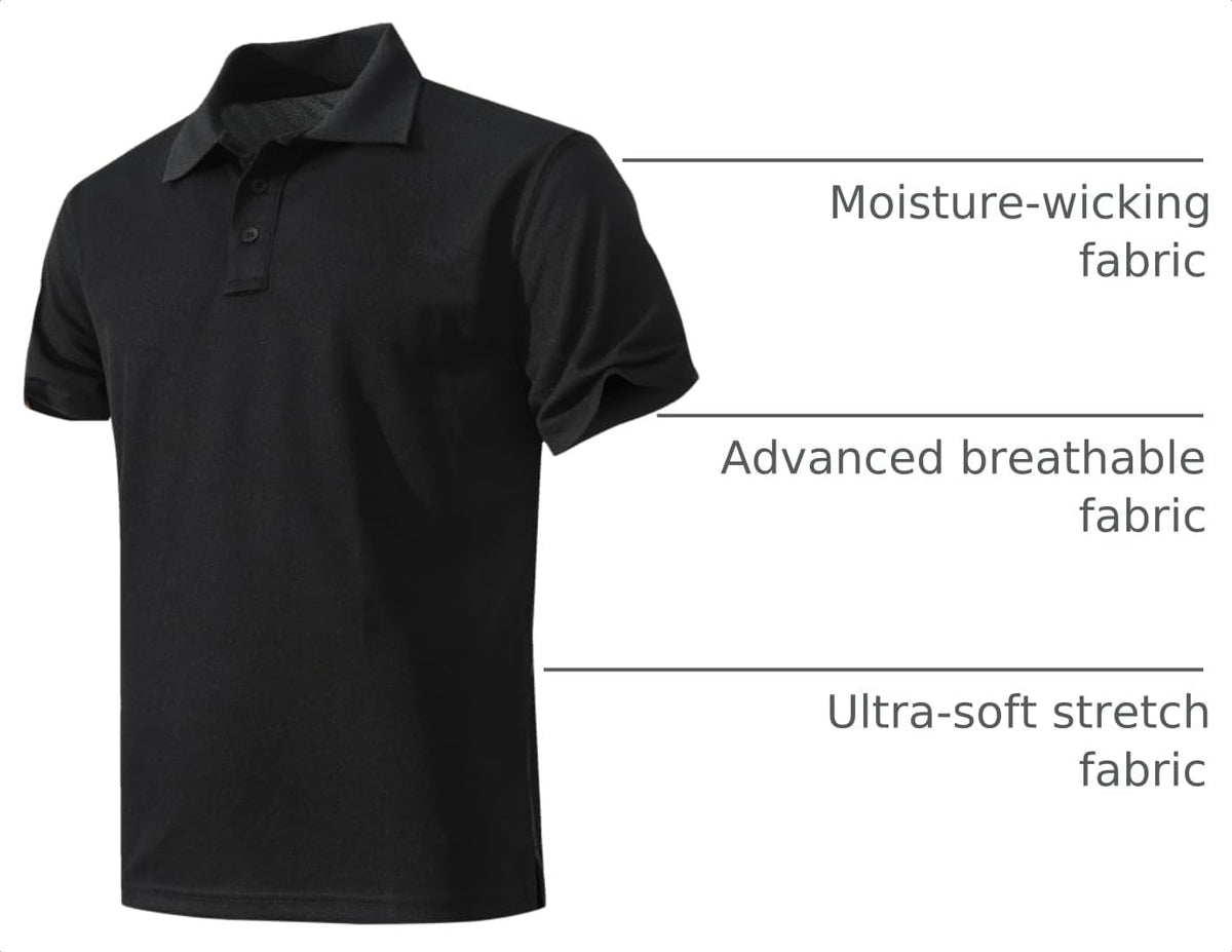 Men's Short Sleeve Collared Performance Polo T-Shirts