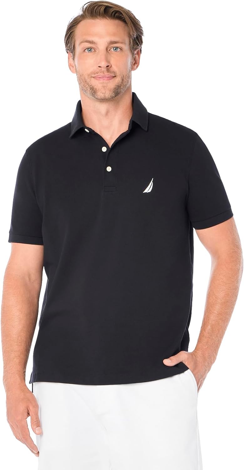 Nautica Men's Short Sleeve Solid Stretch Cotton Pique Polo Shirt