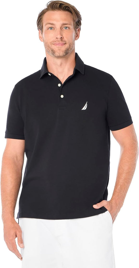 Nautica Men's Short Sleeve Solid Stretch Cotton Pique Polo Shirt