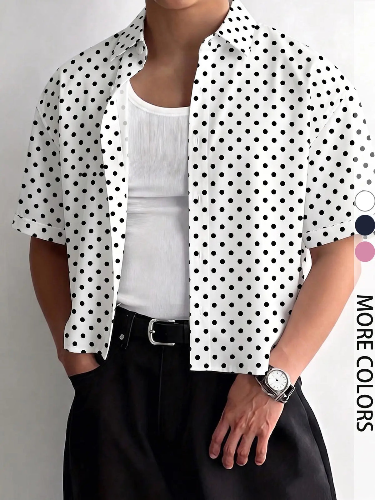 Men's Y2K pink striped short cropped short-sleeve shirt, casual loose lapel button-up top, Casual collared shirt, Classic Streetwear summer shirt, Casual Street Style, striped T-shirt for everyday wear, casual summer clothes, Menswear