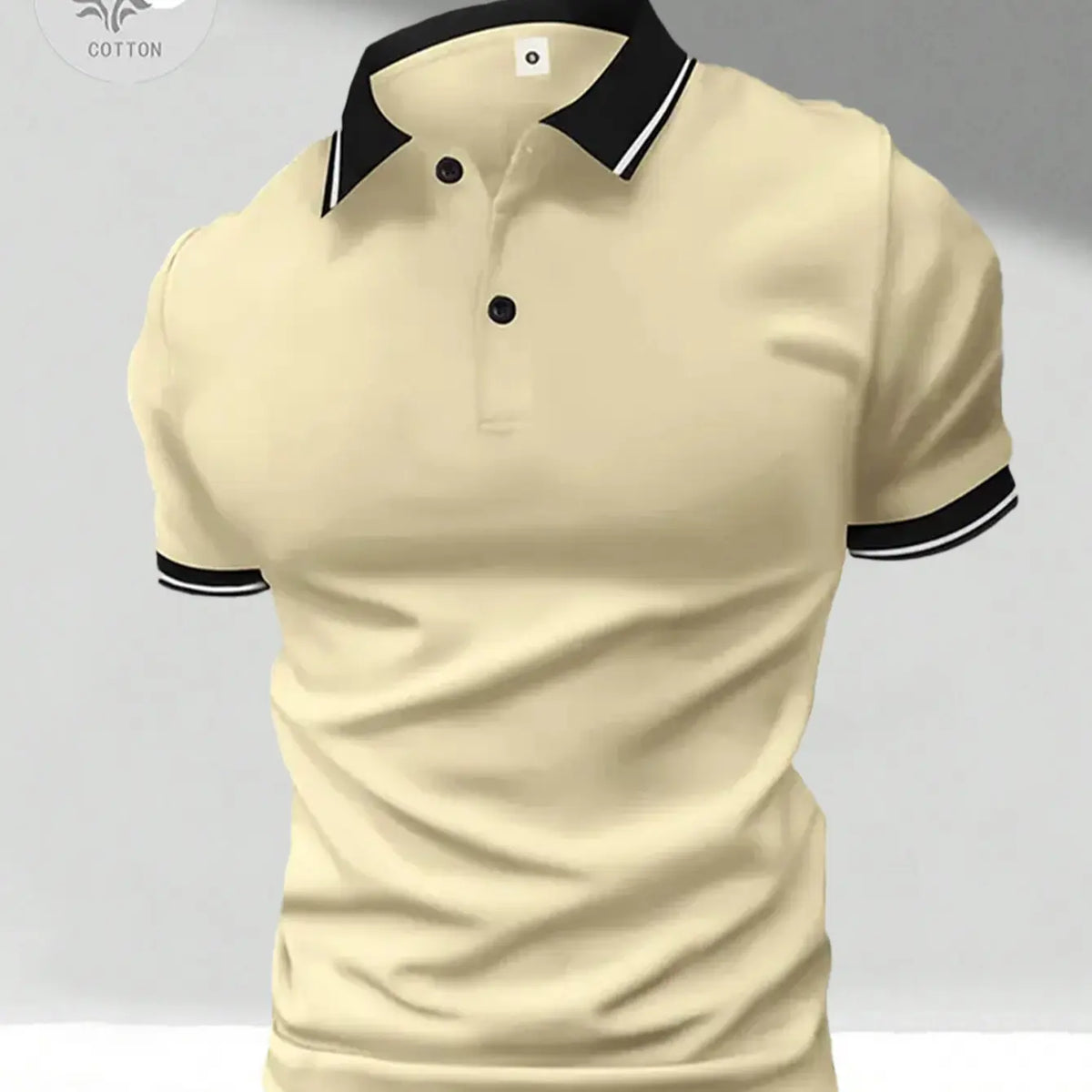 Men's Classic 100% Cotton Fitted Short Sleeve Polo Shirt - Retro, Elegant Minimalist Top for Golf, Business Casual Menswear, Business Casual Polo Shirts, Button