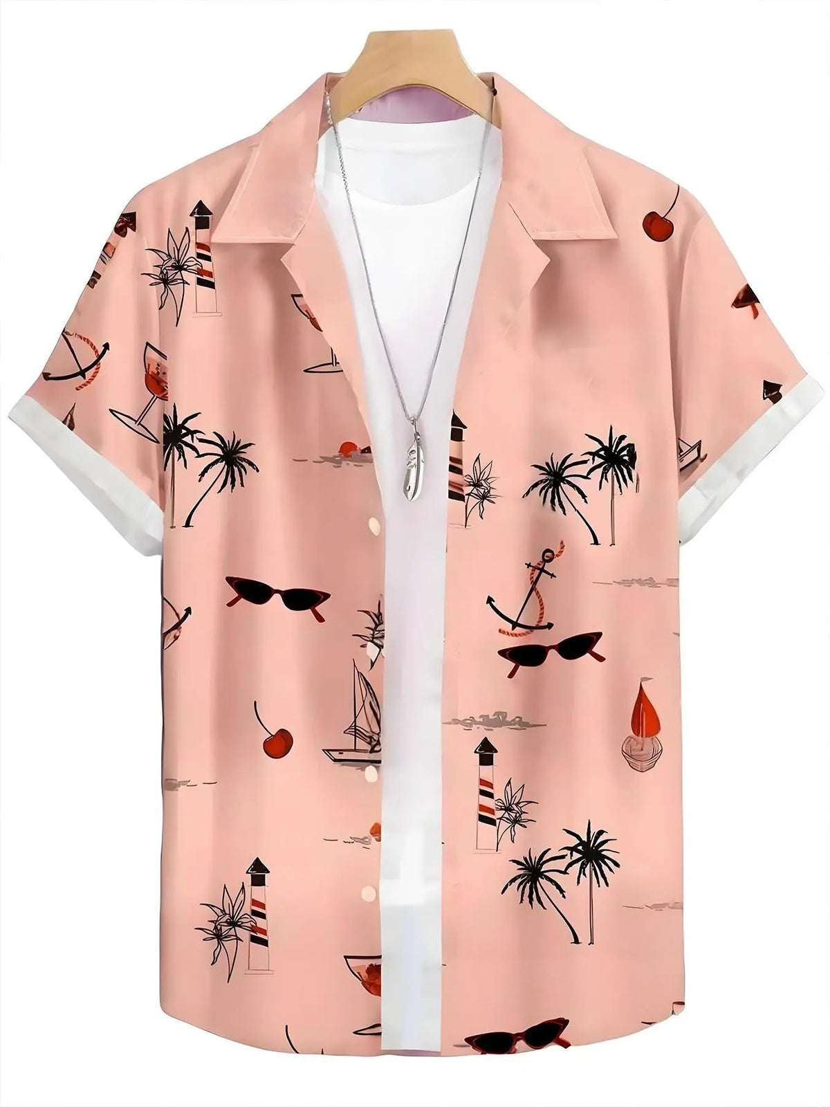Men's Summer Hawaiian Style Tropical Soft Collared Shirt, Casual Aloha Shirt, Beach Surf Comfortable Casual Fitted Tops, Unisex(Recommend ordering one size up), Casual Graphic Shirt, Ideal for Vacation and Daily Wear