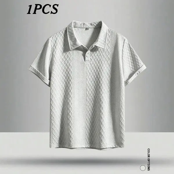 3-Pack men‘s summer outdoor casual jacquard polo shirts—the textured fabric resists shape distortion, and the traditional lapel is perfect for business meetings and everyday shopping/casual wear.