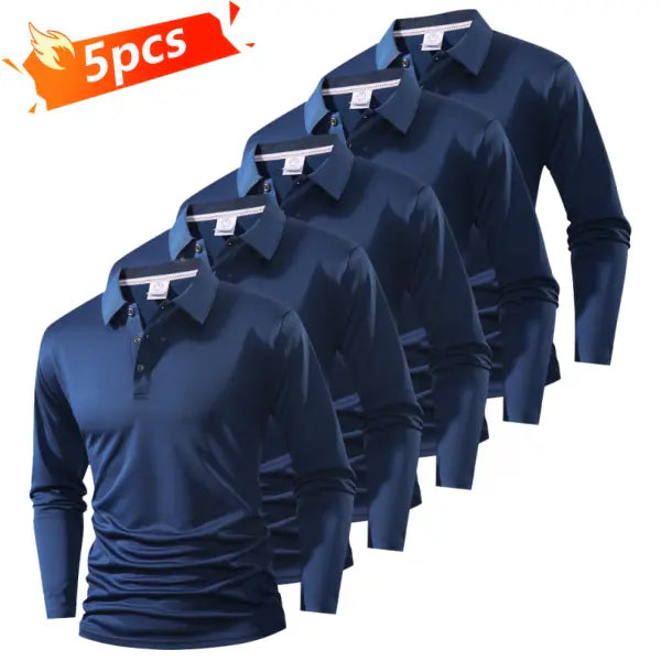 Men's Long-Sleeve Polo Shirt Set of 5 Business Casual Style Breathable Skin-Friendly Fabric Slim Fit Delicate Collar Design for Office Daily Commute Business Negotiations Weekend Outings everyday commute polo  bundle christmas tag sohochic