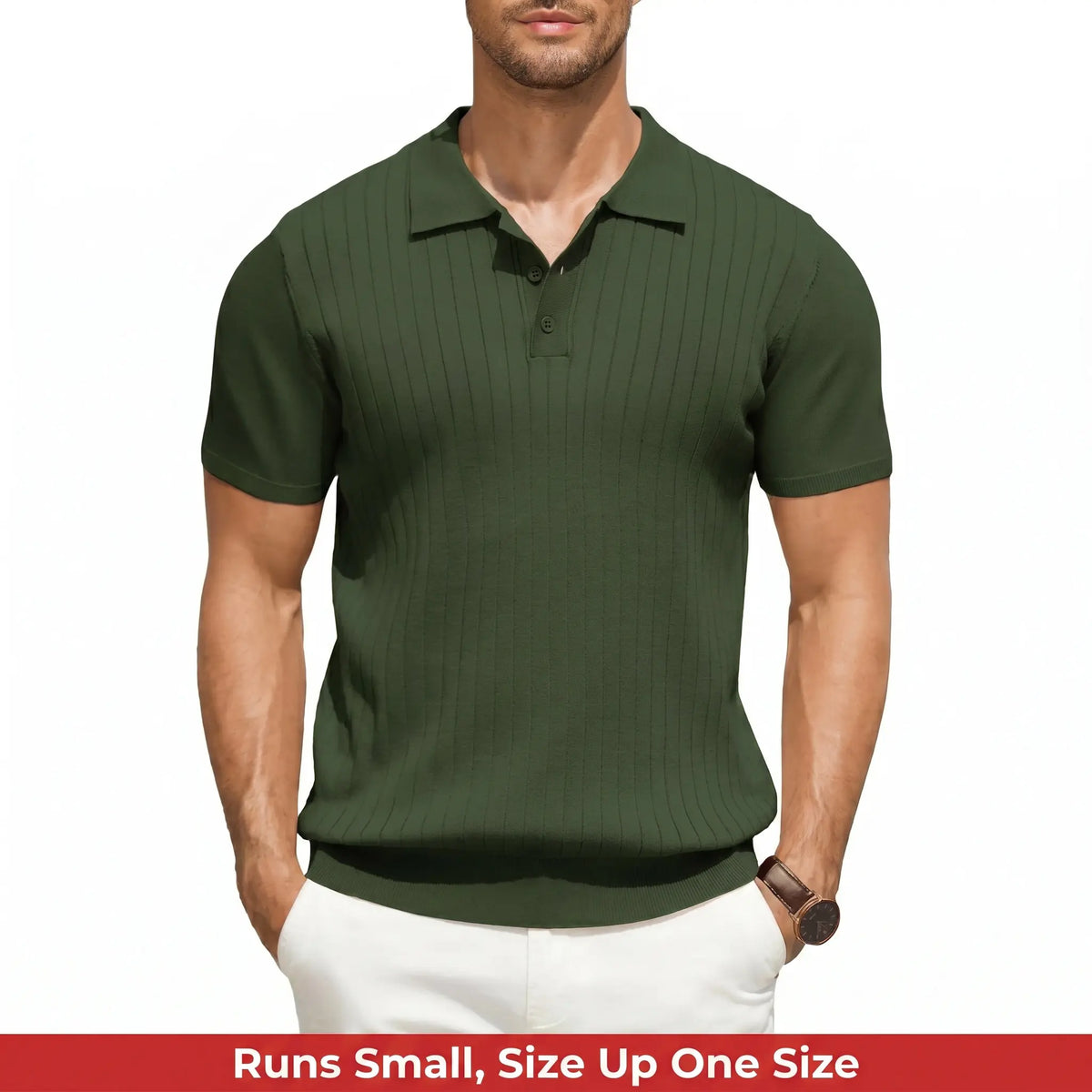 COOFANDY Men's Knit Polo Shirts Short Sleeve Ribbed Knitted Shirt Summer Lightweight Casual Golf Shirts