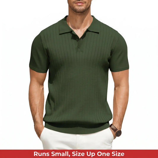 COOFANDY Men's Knit Polo Shirts Short Sleeve Ribbed Knitted Shirt Summer Lightweight Casual Golf Shirts