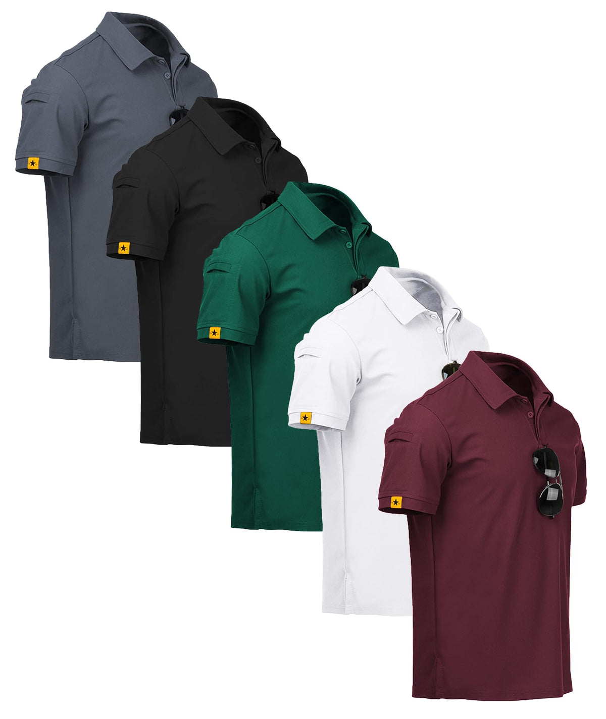 ZITY 5 Pack Mens Polo Shirt Short Sleeve Moisture Wicking Golf T-Shirt