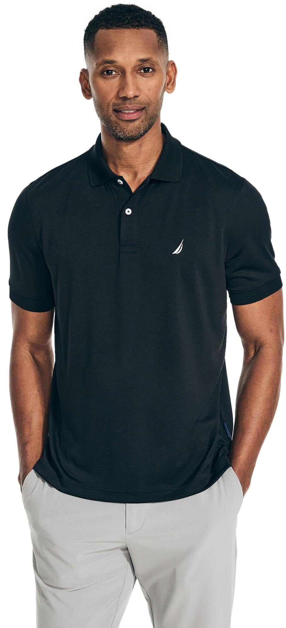 Nautica Men's Classic Short Sleeve Solid Performance Deck Polo Shirt