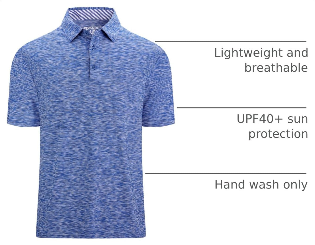 Alex Vando Mens Golf Shirt Moisture Wicking Quick-Dry Short Sleeve Polo