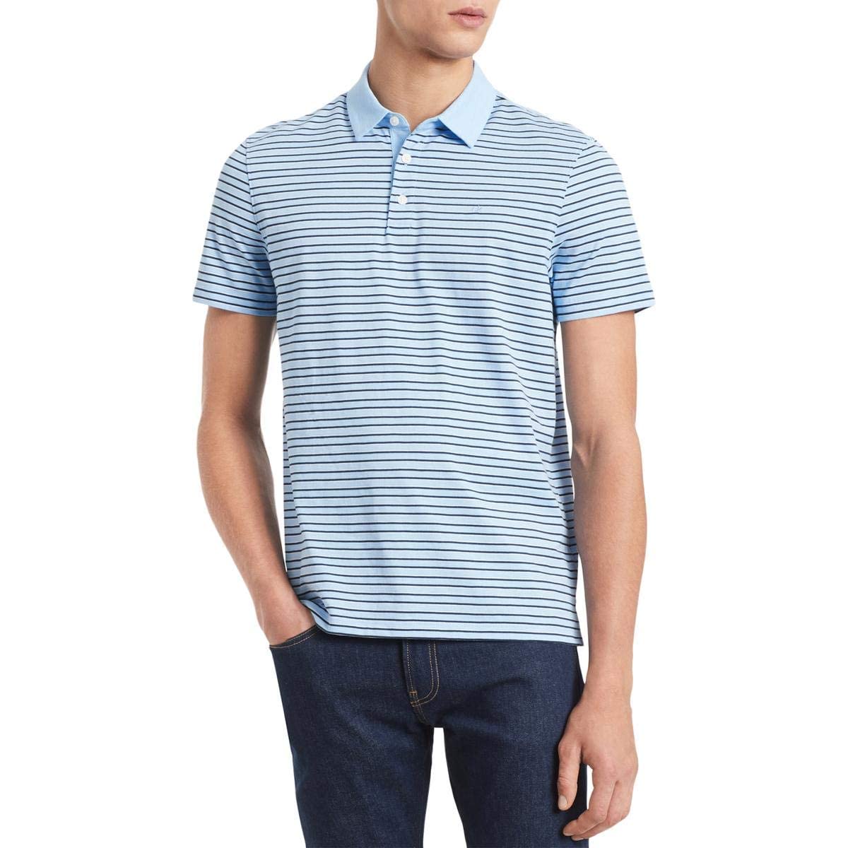 Calvin Klein Men's Liquid Touch Polo Stripe with UV Protection