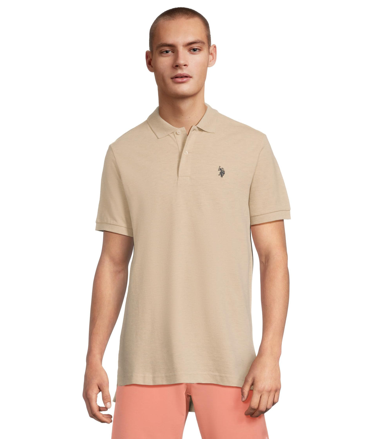 U.S. Polo Assn. Men's Classic Polo Shirt, Two-Button Closure Pique Polo Shirt, Summer Fashion Golf Shirt