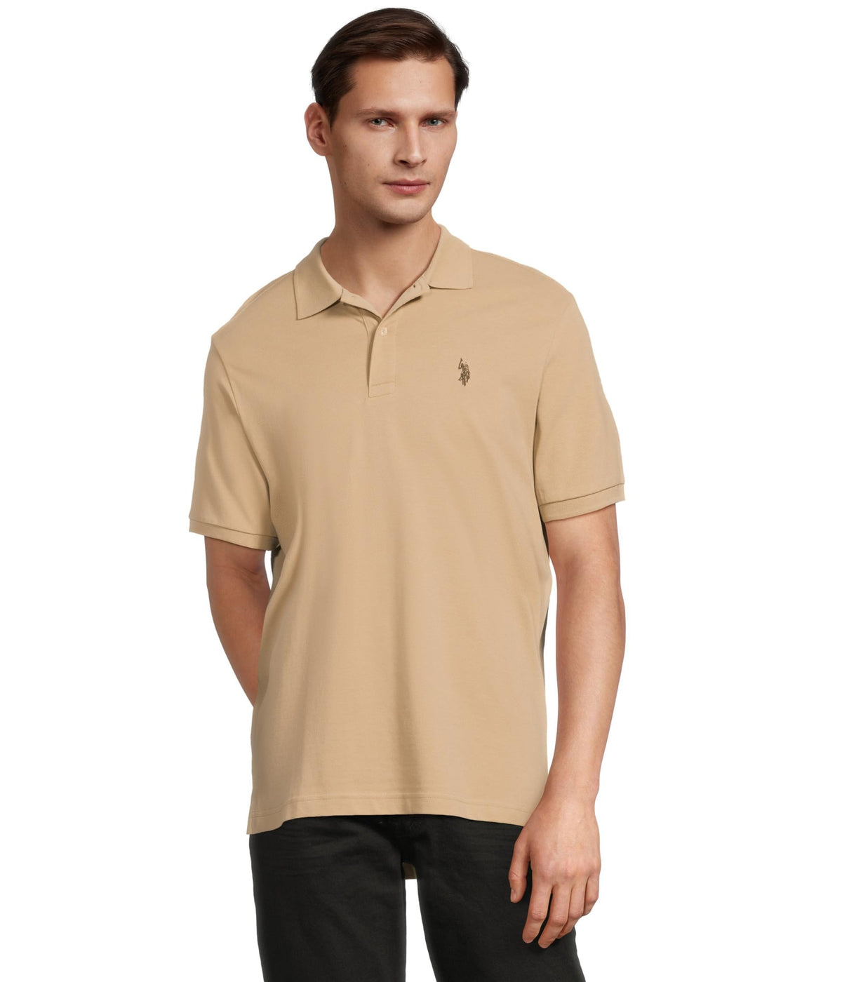 U.S. Polo Assn. Men's Classic Polo Shirt, Two-Button Closure Pique Polo Shirt, Summer Fashion Golf Shirt