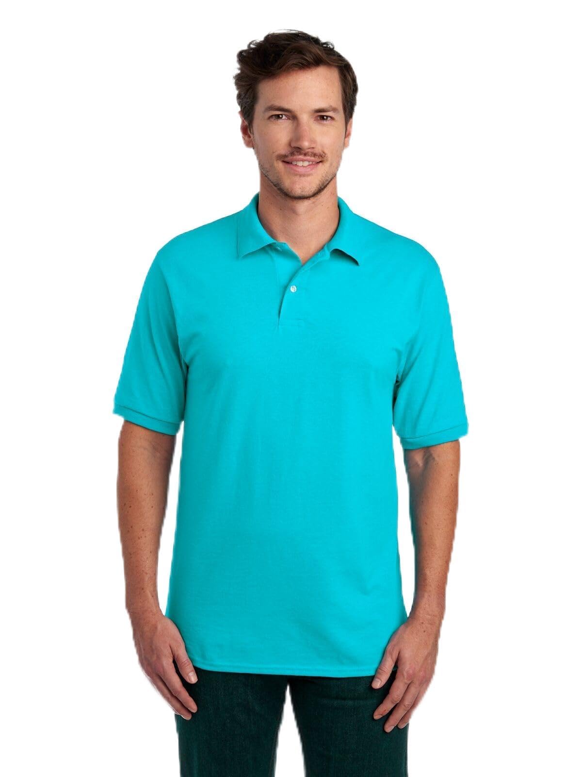 Jerzees Men's Dri Power Cotton Blend Polo Shirts, Moisture Wicking for All Day Comfort, Short or Long Sleeve