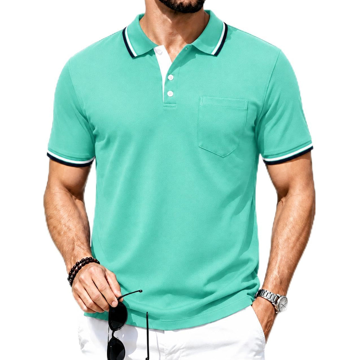ZITY Men Polo Shirts Short Sleeve Athletic Golf Polos with Pocket