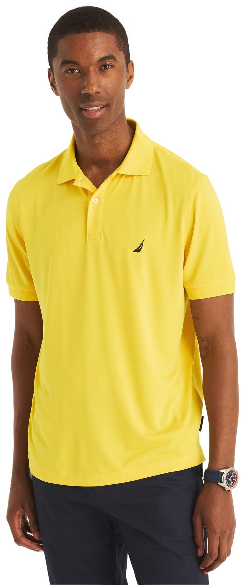 Nautica Men's Classic Short Sleeve Solid Performance Deck Polo Shirt