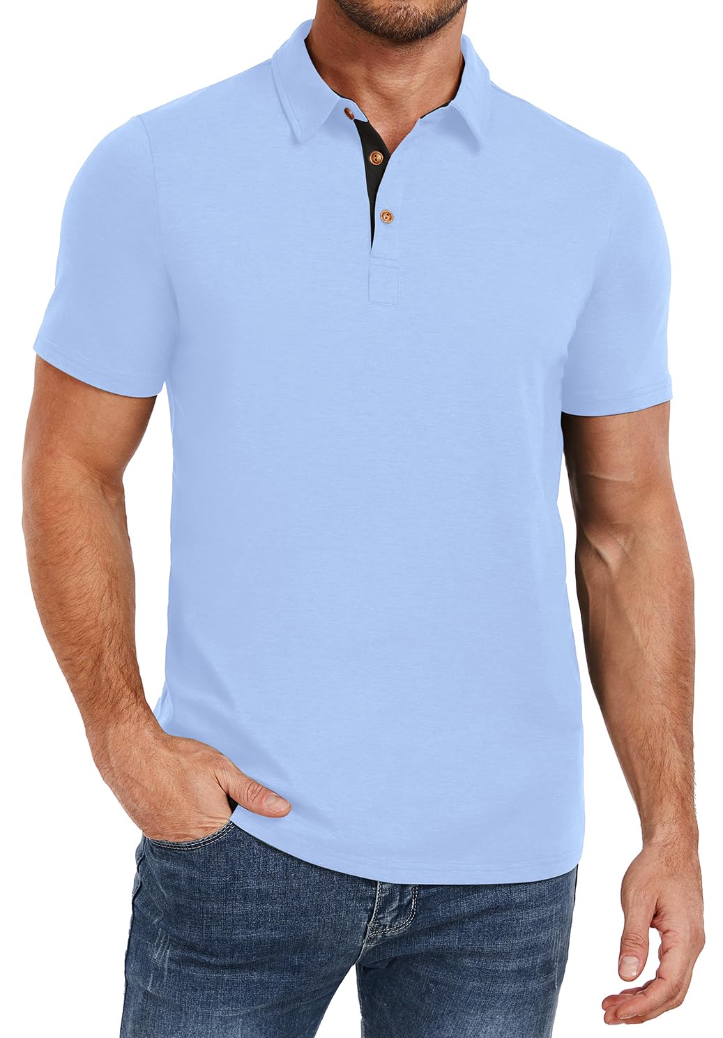 PEGENO Mens Polo Shirts Short Sleeve Casual Cotton Golf Shirts Performance Polo Shirts for Men