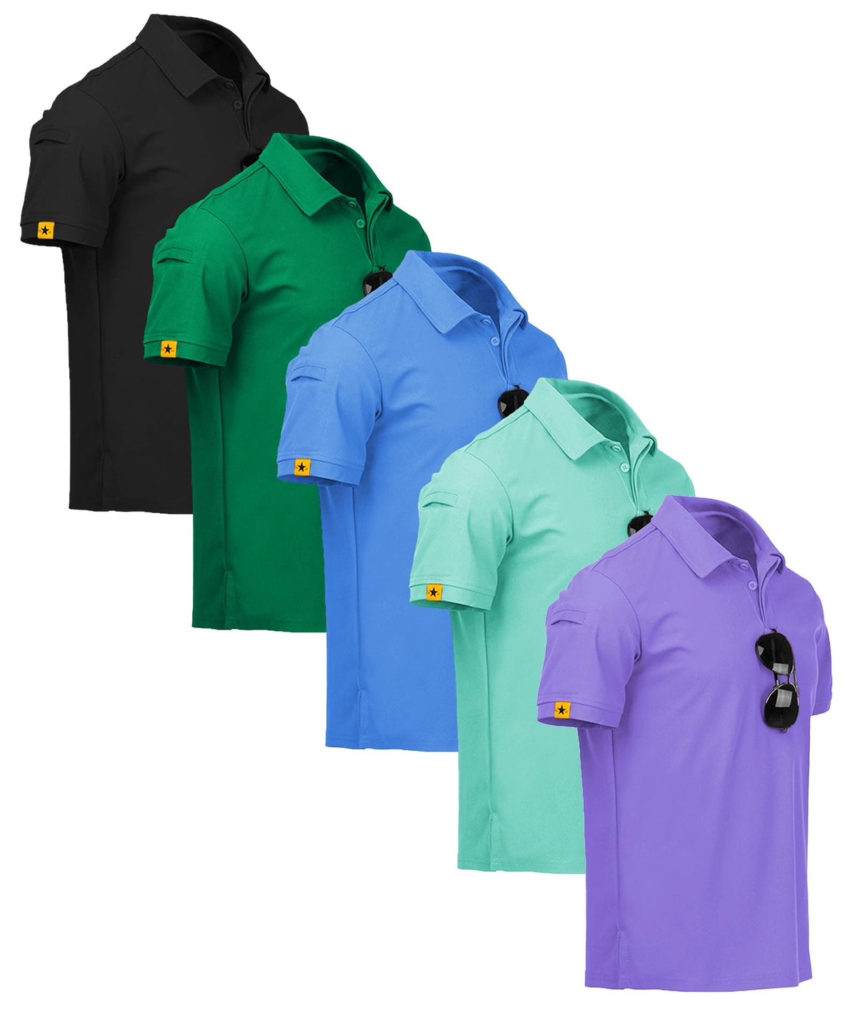 ZITY 5 Pack Mens Polo Shirt Short Sleeve Moisture Wicking Golf T-Shirt