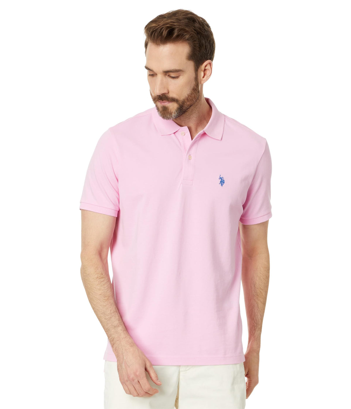 U.S. Polo Assn. Men's Classic Polo Shirt, Two-Button Closure Pique Polo Shirt, Summer Fashion Golf Shirt