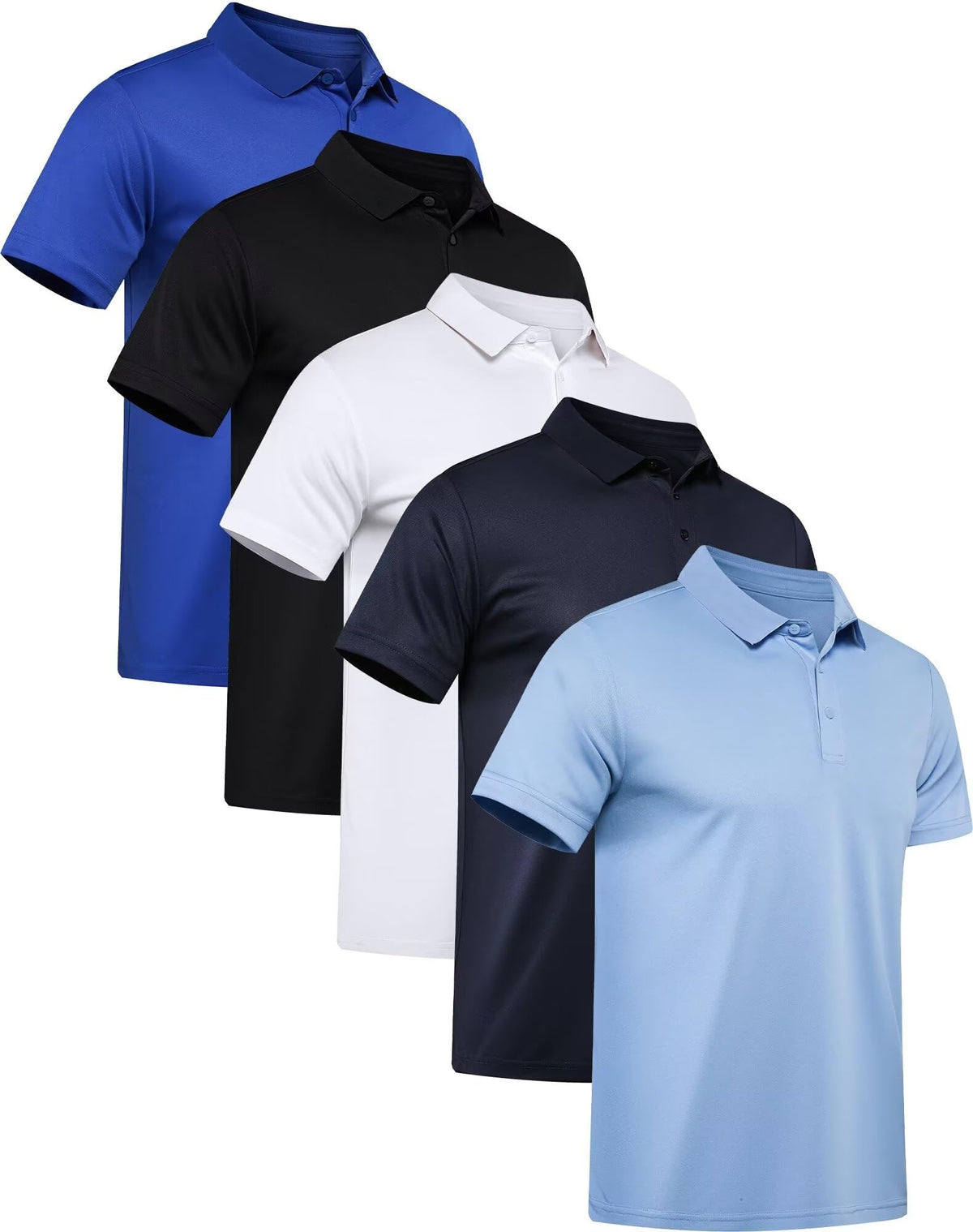 OYGSieg 5 Pack Polo Shirts for Men Short Sleeve Collared Golf Polos