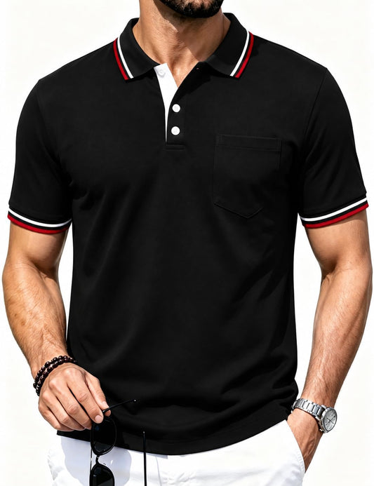 ZITY Men Polo Shirts Short Sleeve Athletic Golf Polos with Pocket