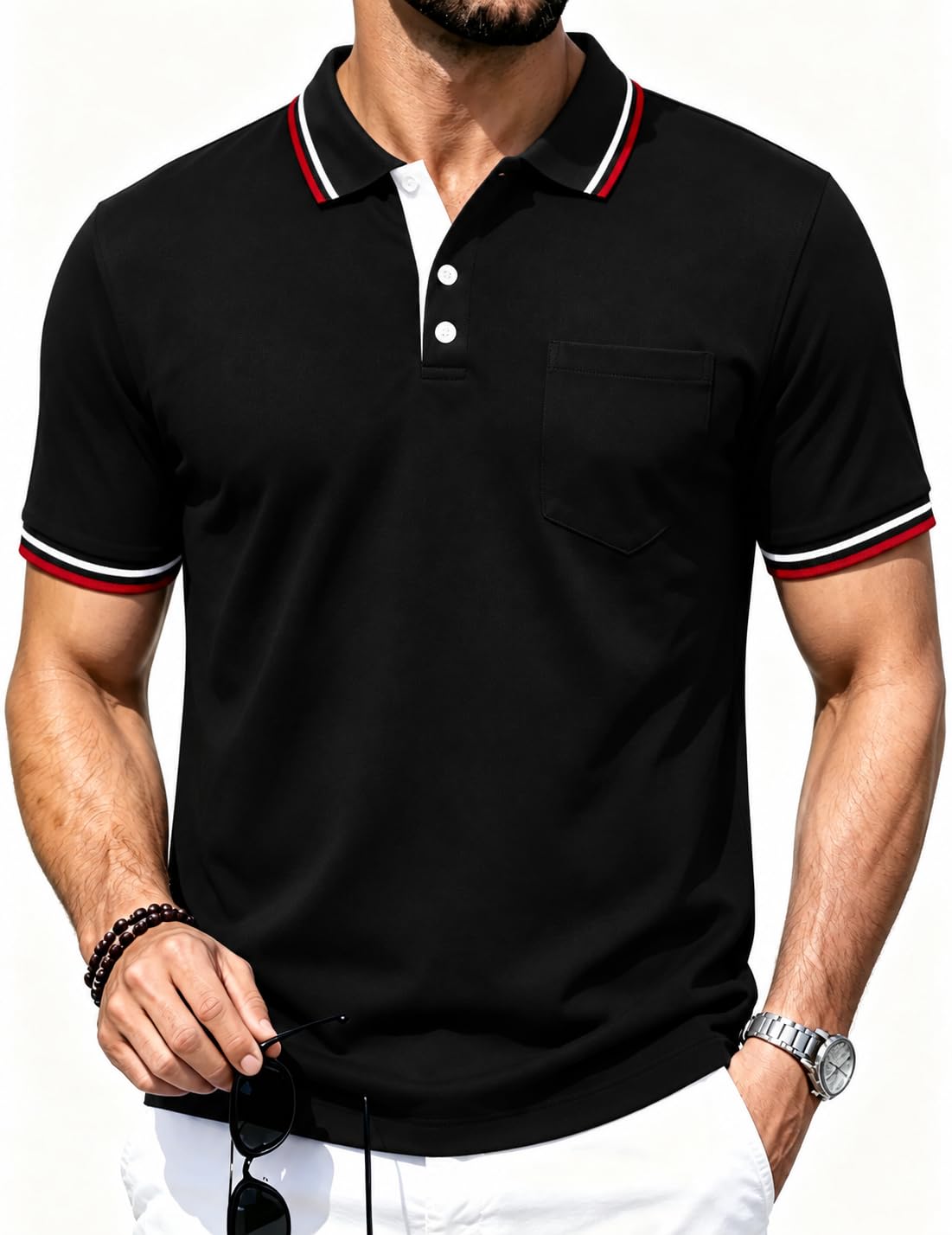 ZITY Men Polo Shirts Short Sleeve Athletic Golf Polos with Pocket