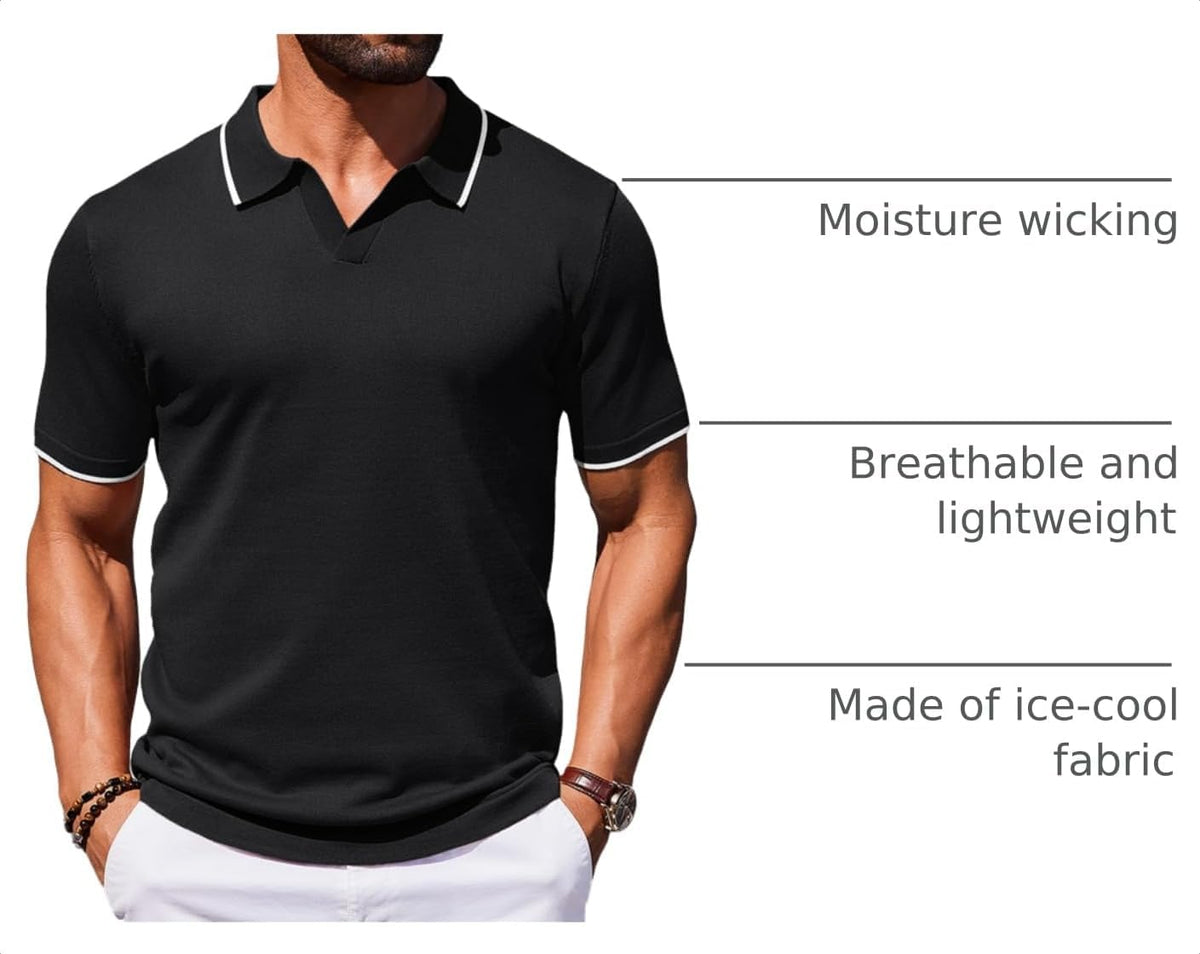COOFANDY Mens Polo Shirts Short Sleeve Casual Knit Polo Shirt Golf T Shirt