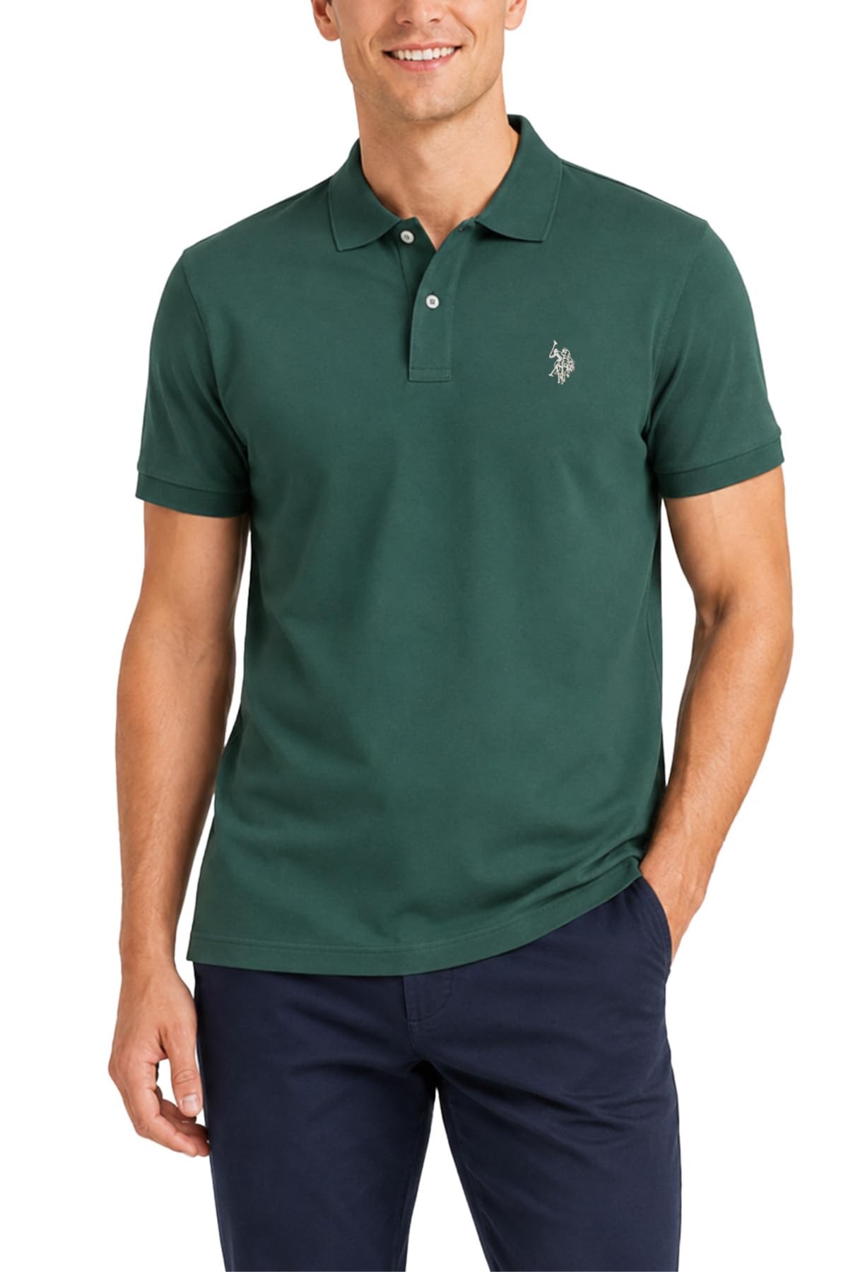 U.S. Polo Assn. Men's Classic Polo Shirt, Two-Button Closure Pique Polo Shirt, Summer Fashion Golf Shirt