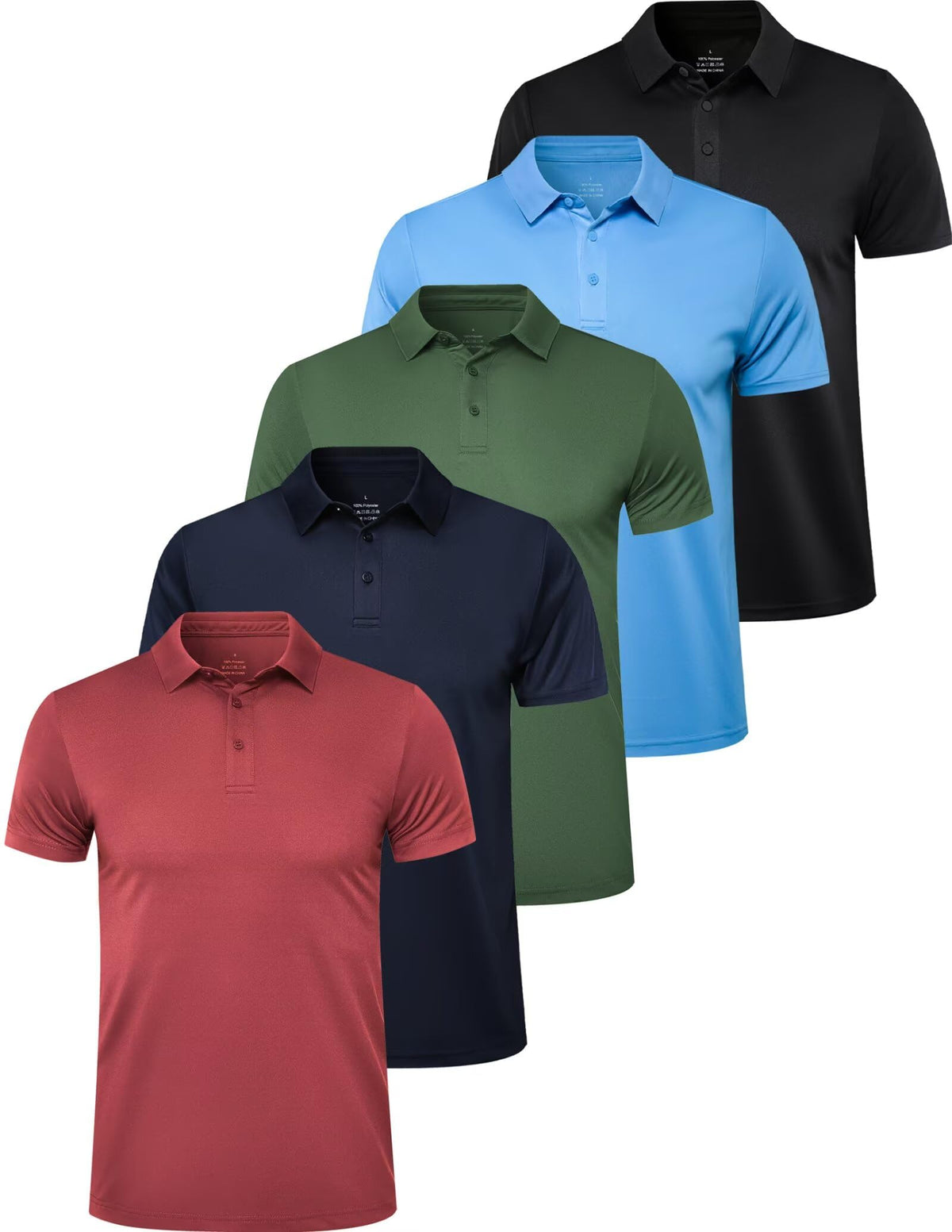 OYGSieg 5 Pack Polo Shirts for Men Short Sleeve Collared Golf Polos