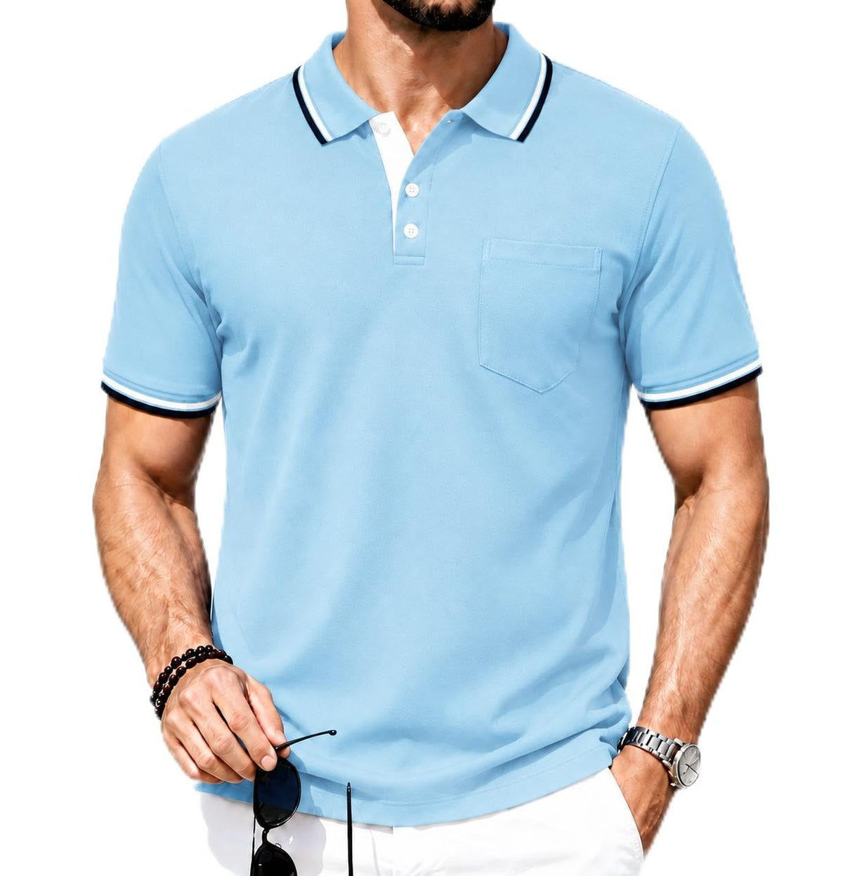ZITY Men Polo Shirts Short Sleeve Athletic Golf Polos with Pocket