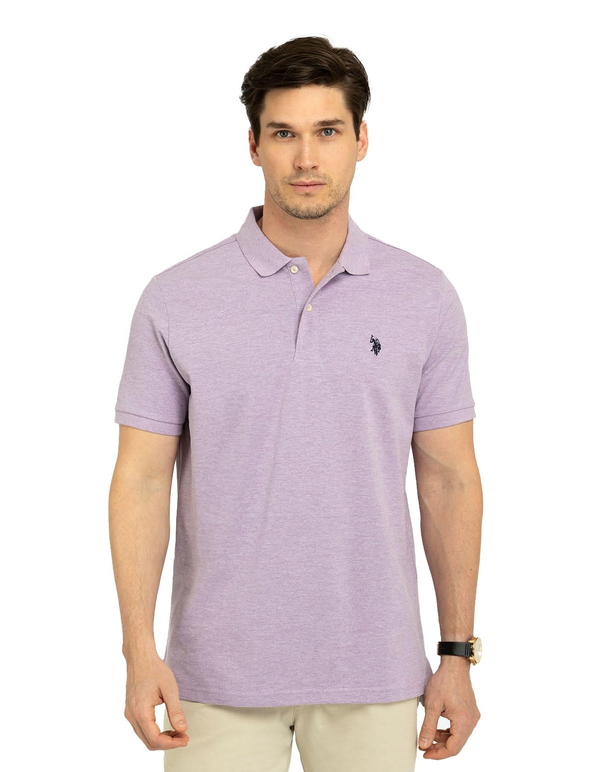 U.S. Polo Assn. Men's Classic Polo Shirt, Two-Button Closure Pique Polo Shirt, Summer Fashion Golf Shirt