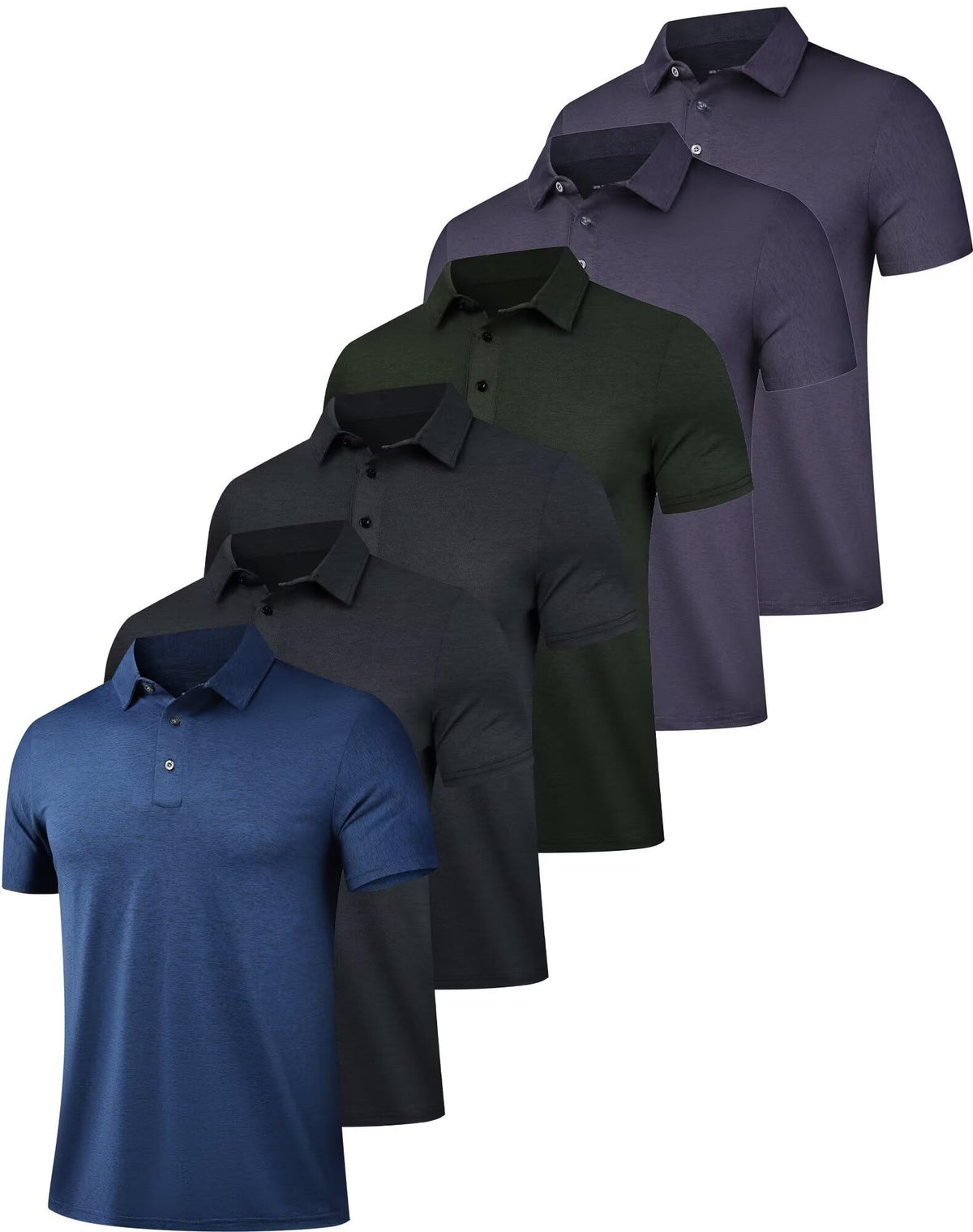 OYGSieg 6 Pack Mens Polo Shirst Short Sleeve Collared Golf Polos