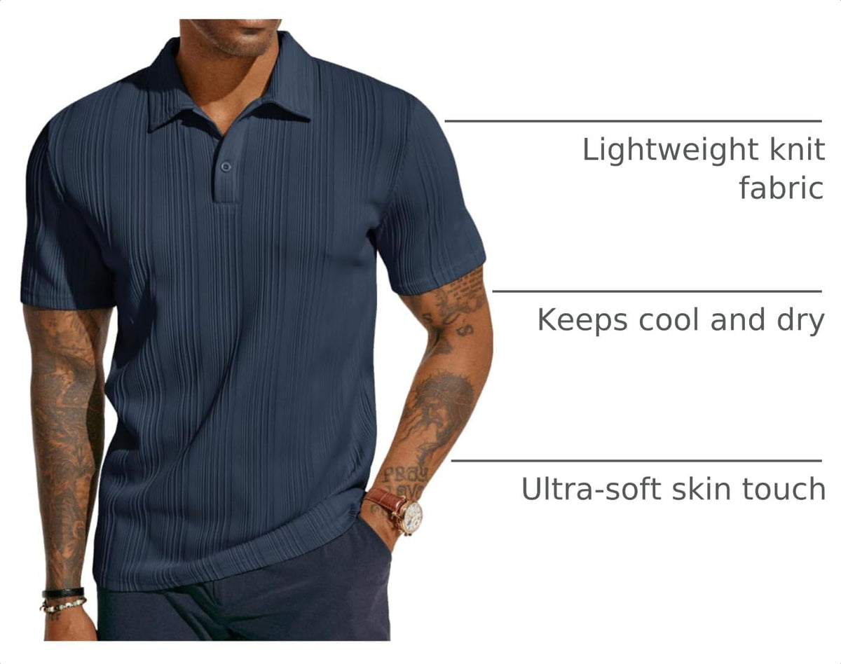 PJ PAUL JONES Mens Polo Shirts Short Sleeve Textured Knit Polos