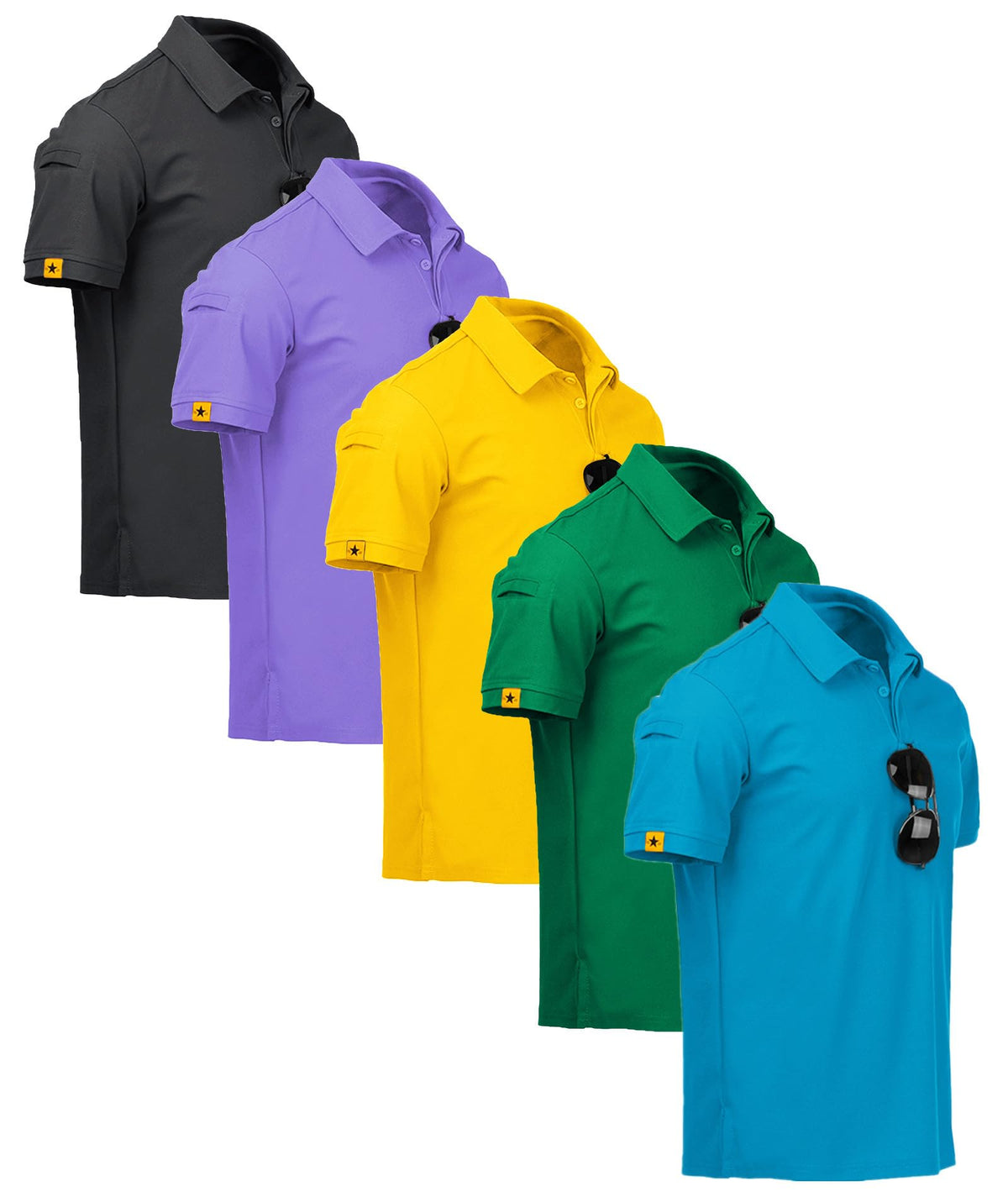 ZITY 5 Pack Mens Polo Shirt Short Sleeve Moisture Wicking Golf T-Shirt
