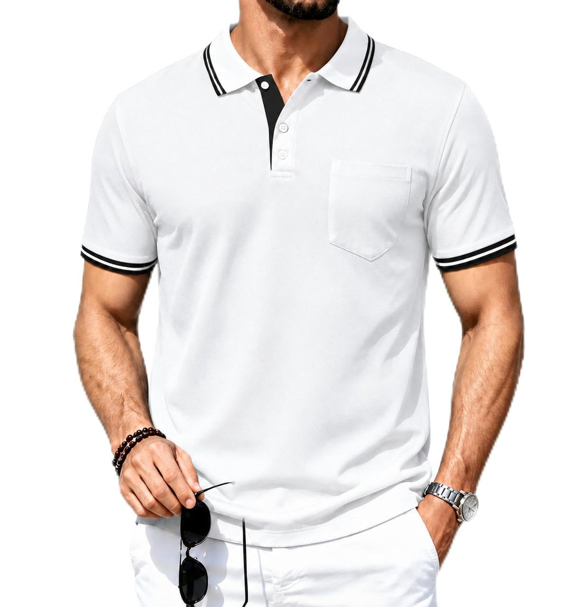 ZITY Men Polo Shirts Short Sleeve Athletic Golf Polos with Pocket