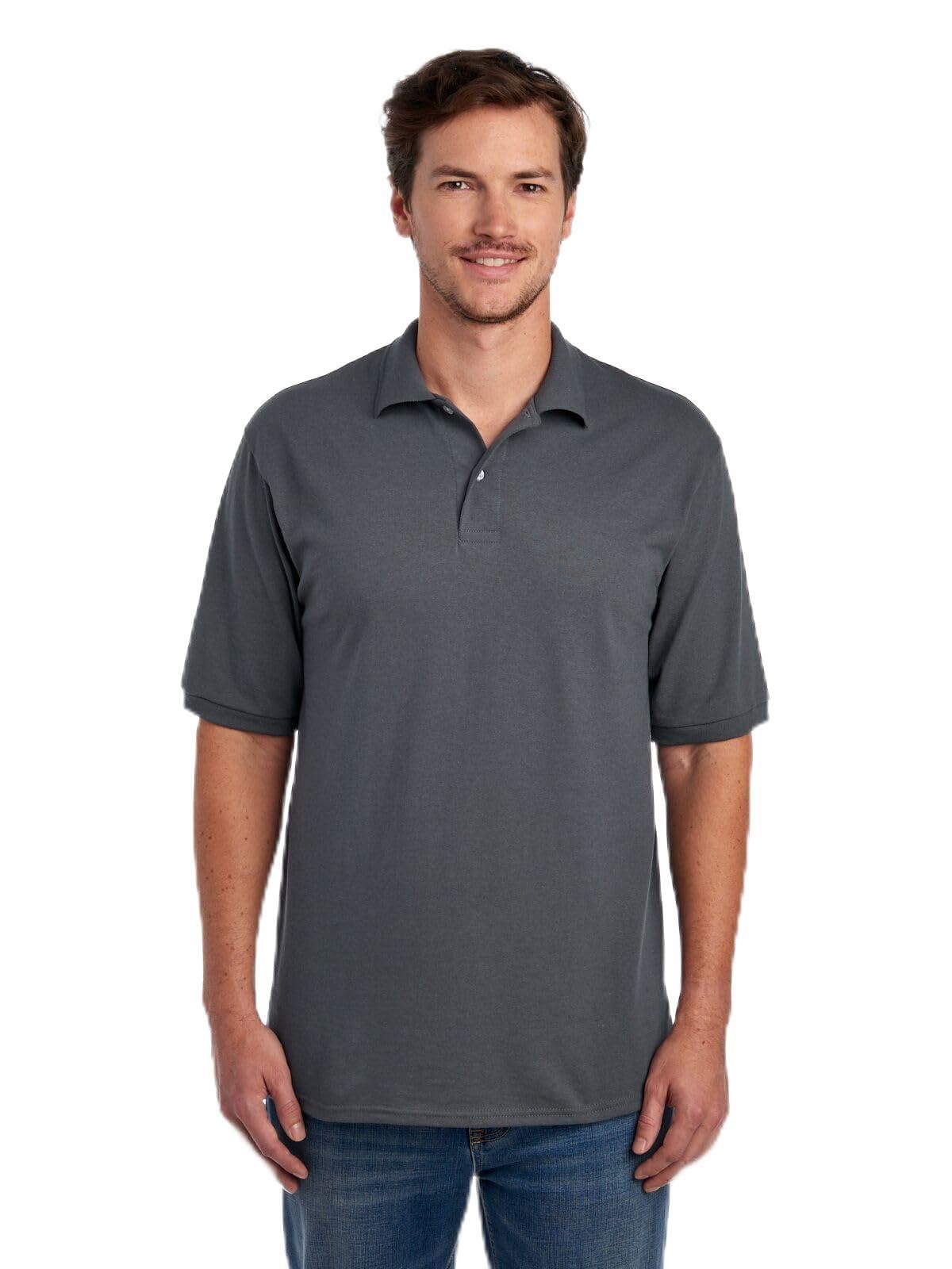 Jerzees Men's Dri Power Cotton Blend Polo Shirts, Moisture Wicking for All Day Comfort, Short or Long Sleeve
