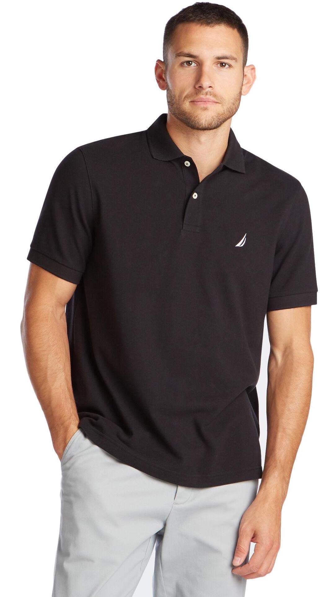 Nautica Men's Classic Short Sleeve Solid Performance Deck Polo Shirt