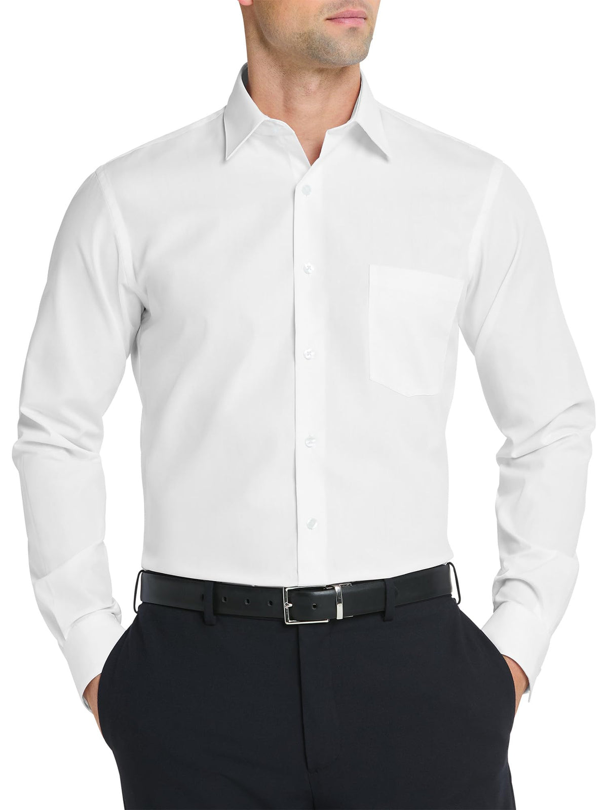 Van Heusen Men's Dress Shirt Fitted Poplin Solid