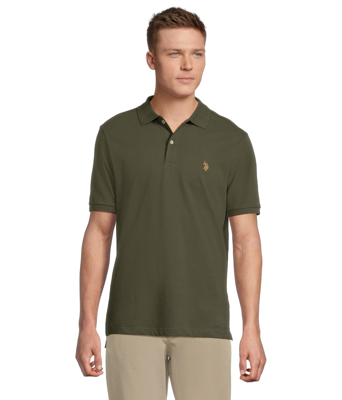 U.S. Polo Assn. Men's Classic Polo Shirt, Two-Button Closure Pique Polo Shirt, Summer Fashion Golf Shirt