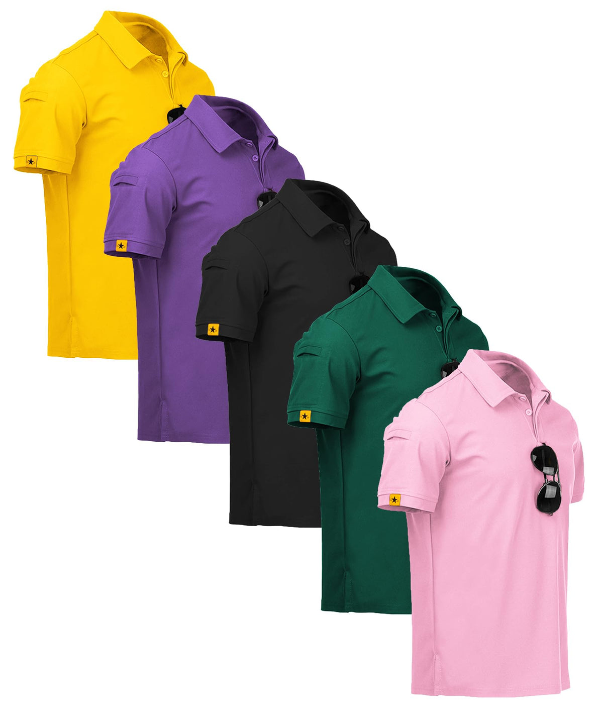 ZITY 5 Pack Mens Polo Shirt Short Sleeve Moisture Wicking Golf T-Shirt