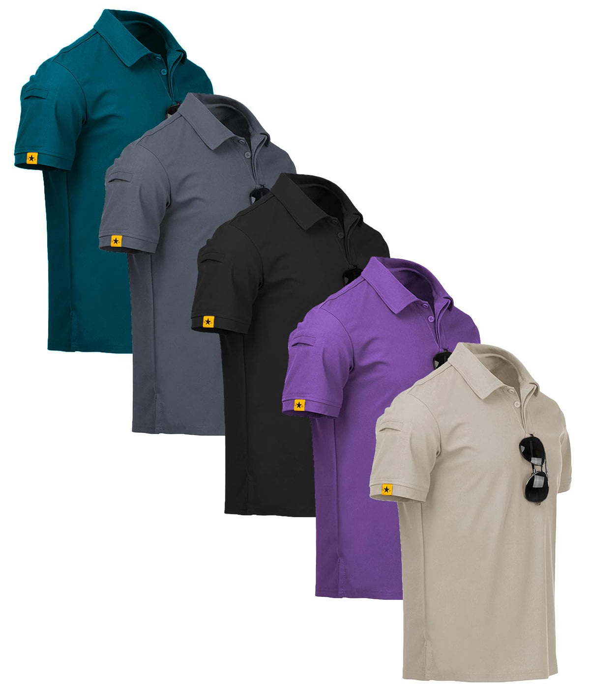 ZITY 5 Pack Mens Polo Shirt Short Sleeve Moisture Wicking Golf T-Shirt
