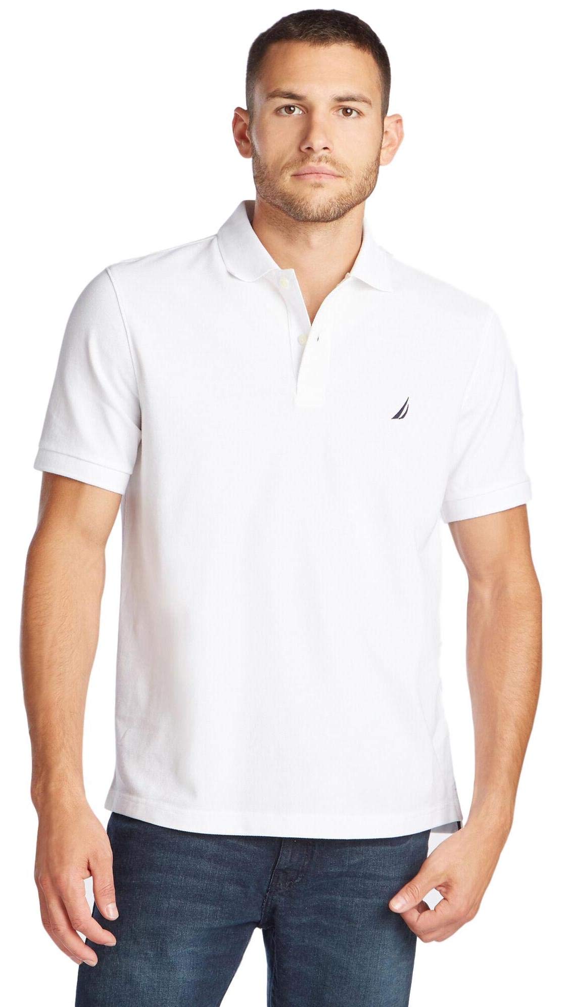 Nautica Men's Classic Short Sleeve Solid Performance Deck Polo Shirt