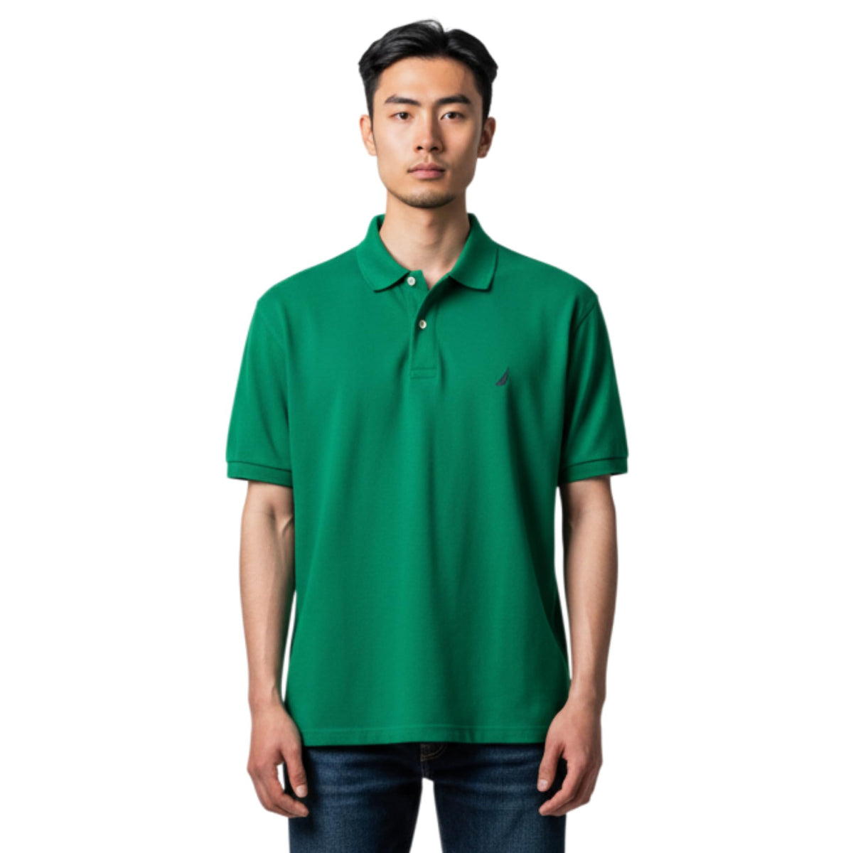 Nautica Men's Classic Short Sleeve Solid Performance Deck Polo Shirt