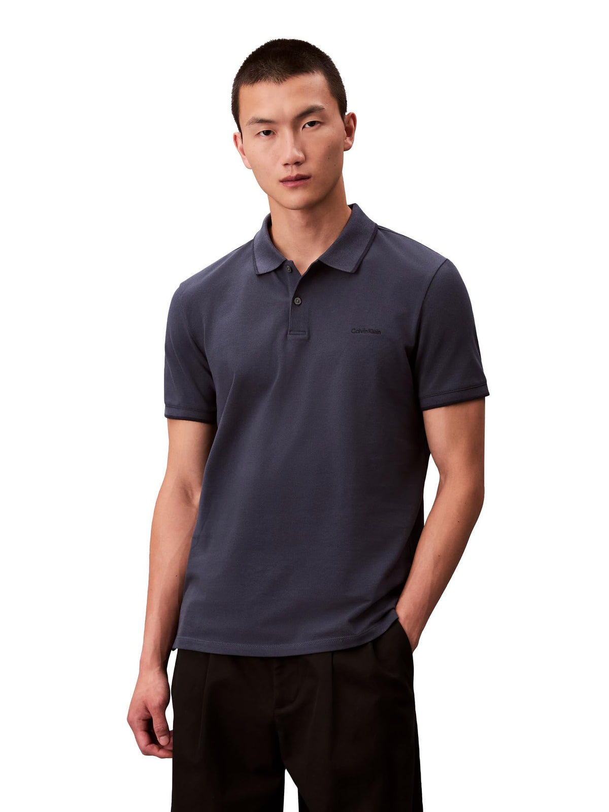 Calvin Klein Men's Liquid Touch Polo Stripe with UV Protection