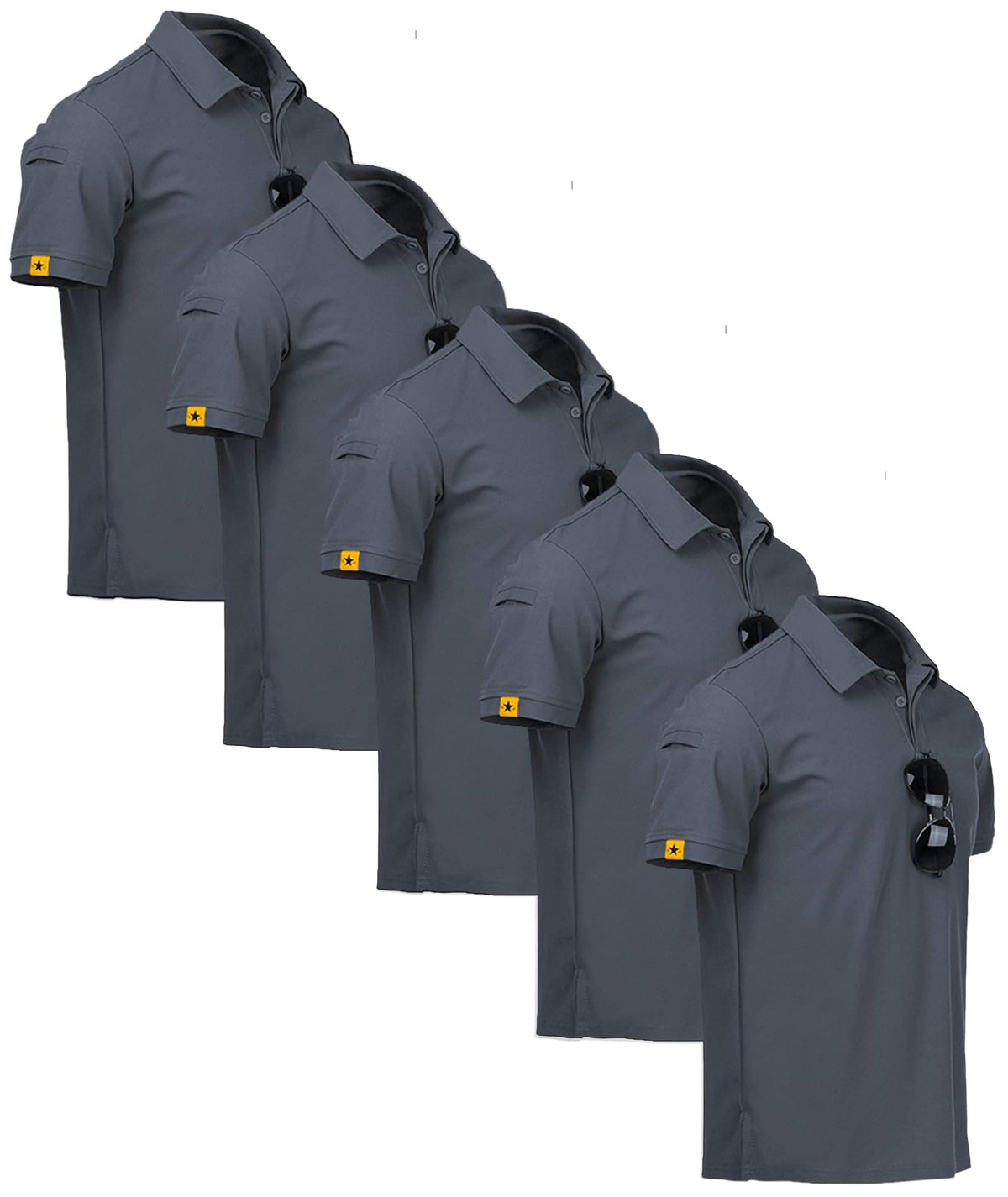 ZITY 5 Pack Mens Polo Shirt Short Sleeve Moisture Wicking Golf T-Shirt