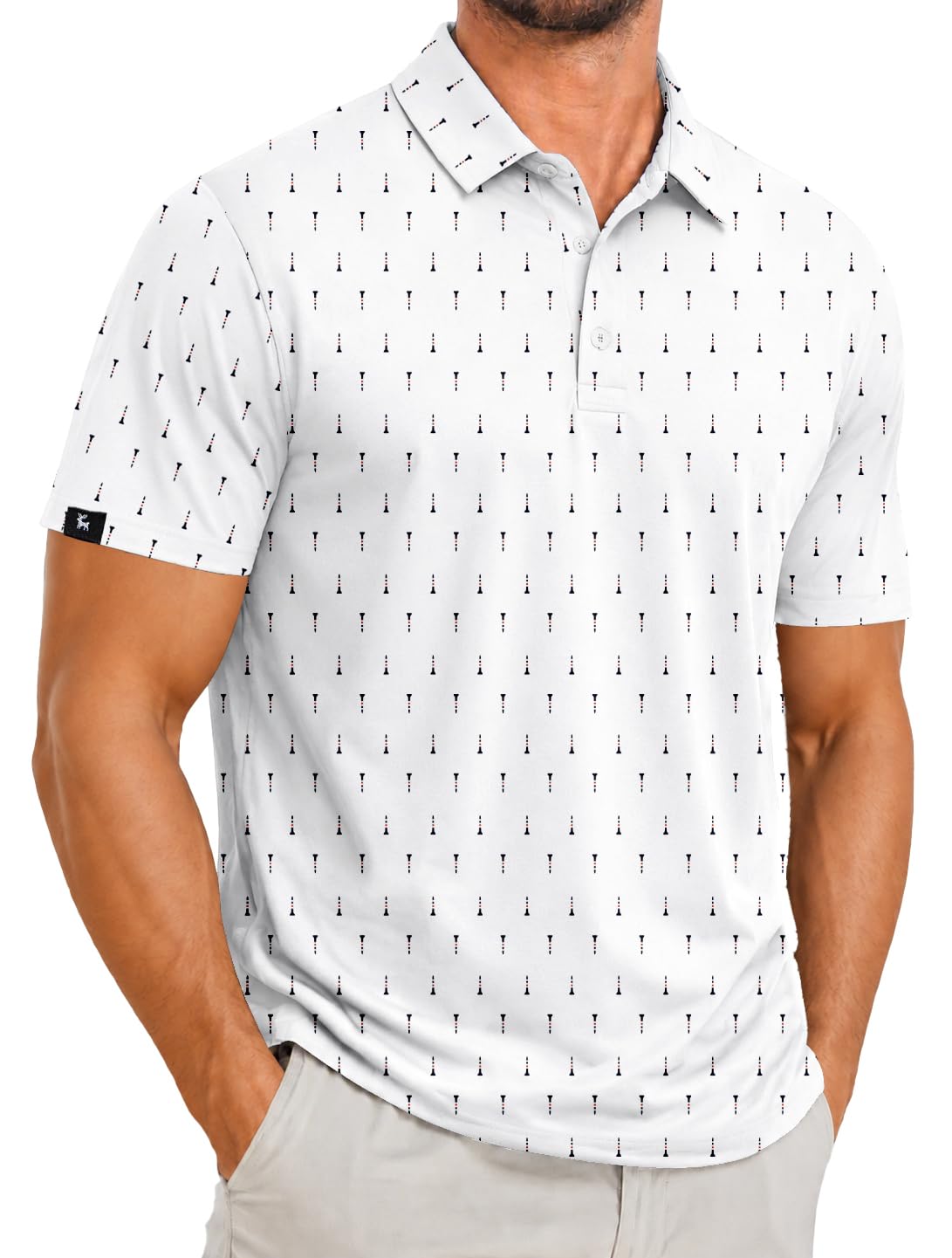 ZITY Men's Golf Polo Shirts Short Sleeve Print Patterns Moisture Wicking